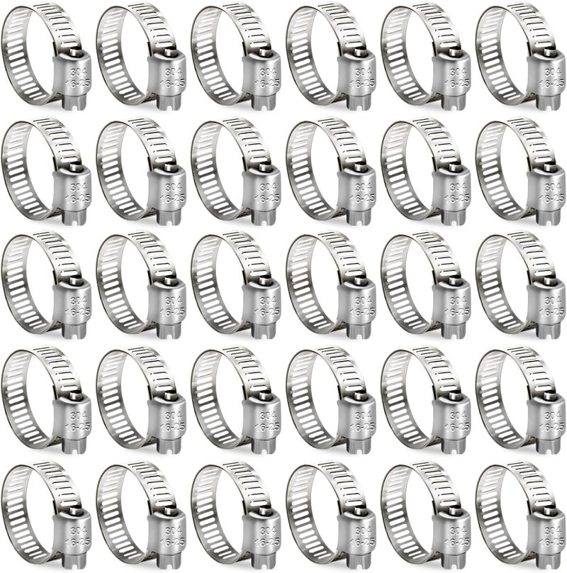 SDZONGES Hose Clamp, 30PCS Fuel Line Clamp, 5/8 inch to 1 inch Radiator Hose Clamps, Hose Clamps Stainless Steel(16-25mm). - Image 1